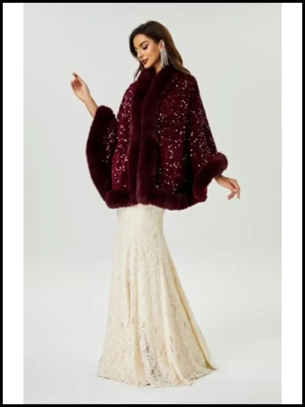 Faux Fur Wrap Shawl Stole for Wedding Prom Evening Party Evening Outwear Coat